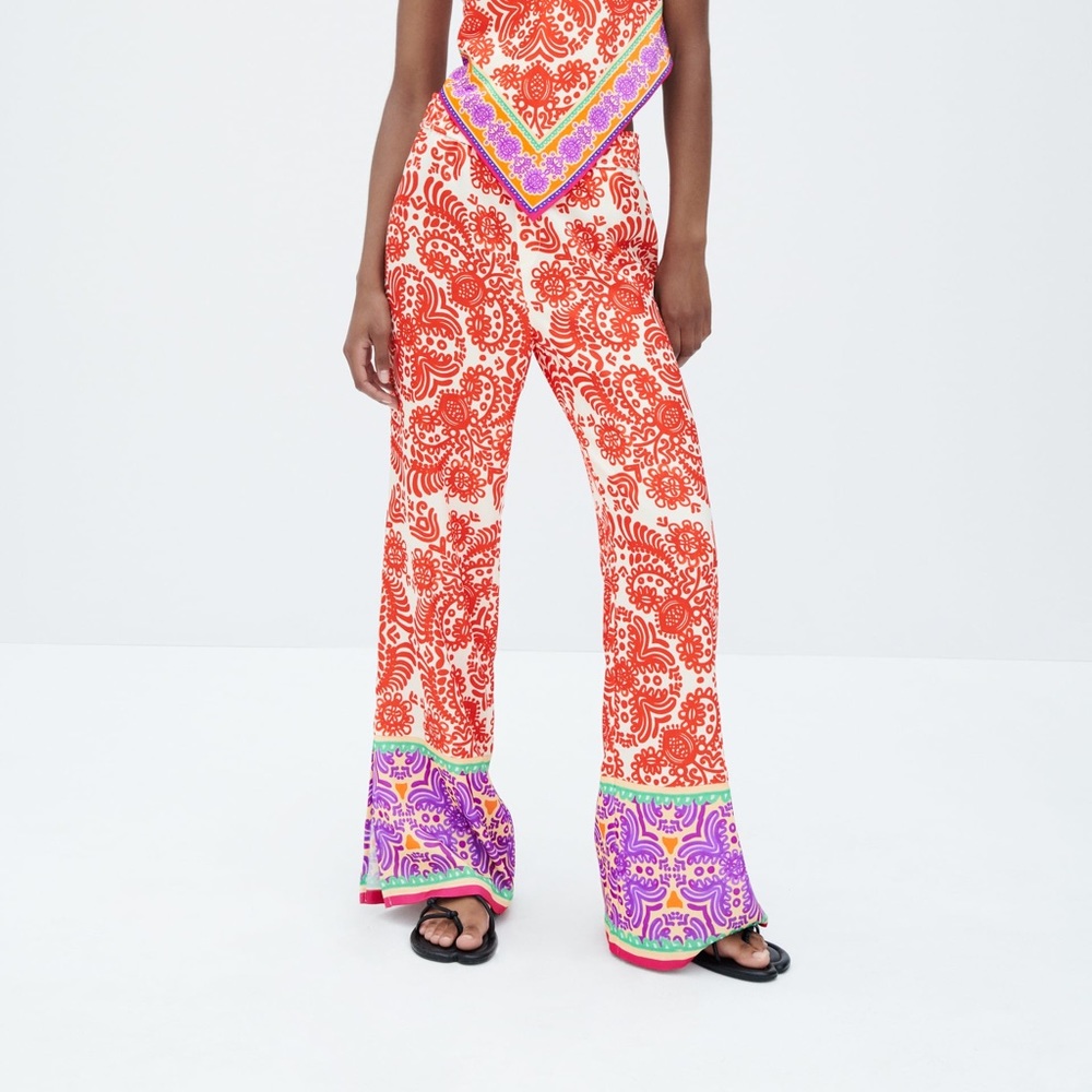 ZARA PRINTED PAJAMA-STYLE PANTS